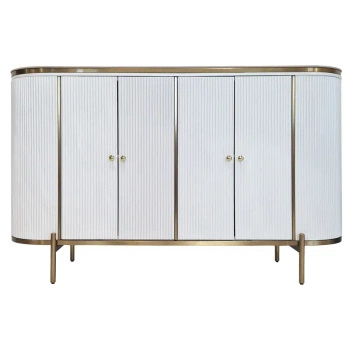 Komoda biała Marion glamour ryflowana ze złoceniami