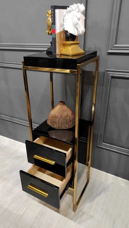 Stolik Rodez 33/30/103cm na kwiaty i ozdoby niespotykany czarno-złoty