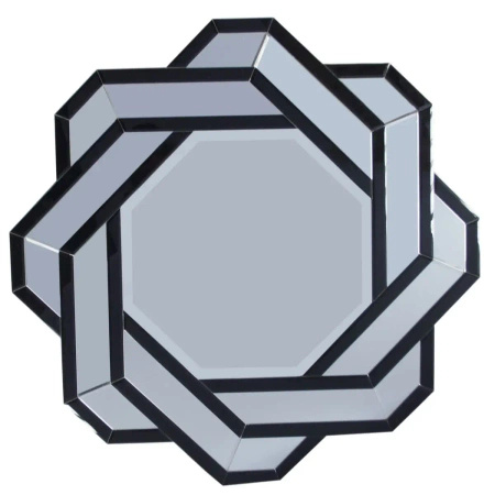 Lustro Silvia czarne 80cm w stylu glamour dekoracyjne w geometrycznej luksusowej ramie