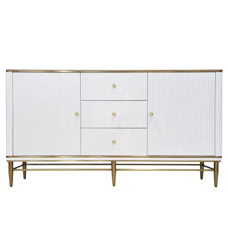 Komoda biała Violino glamour ze złoceniami i blatem ze spieku