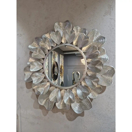 Lustro okrągłe MARISOL-Dekoracyjna Metalowa Rama z metaloplastyki w Stylu Glamour