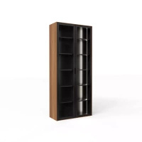 Minimalistyczna biblioteczka 2-drzwiowa 102 cm Slim Office orzech amerykański