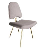 Krzesło Salvadore jasnoszare 50/58/93cm tapicerowane w welurze osadzone na oryginalnym złotym stelażu