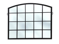 Lustro New York 76/90cm w stylu loft okienne z czarnymi szprosami i stalową ramą