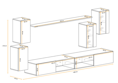 Meblościanka wisząca Switch XXV czarny/grafit