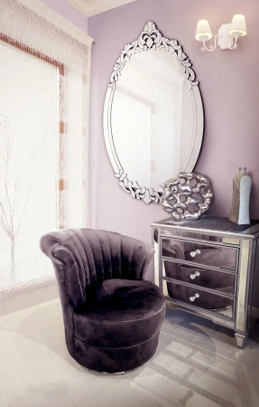 Fotel Gabi 69/71/74cm tapicerowany czarny w welurze na srebrnej metalowej podstawie