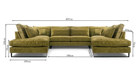 Narożnik CORBLACK U 407x224 cm