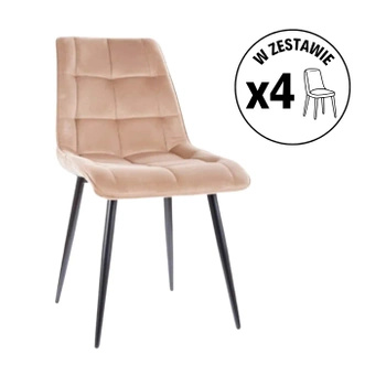 Zestaw 4 krzeseł Chic Velvet beżowy