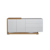 Komoda minimalistyczna biały połysk/dąb naturalny 205x94x46 cm PORTO STANDARD