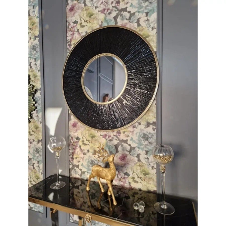 Lustro Okrągłe IRIS – Dekoracyjna Metalowa Rama z metaloplastyki w Stylu Glamour