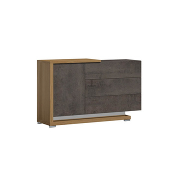 Komoda minimalistyczna szara/dąb naturalny 155x94x46 cm Modena