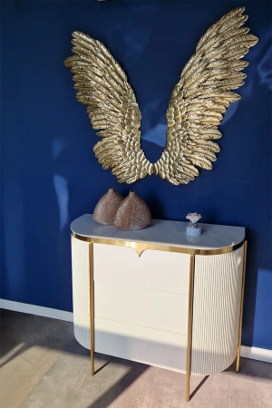 Komoda Bianca glamour 120cm ze złotymi detalami