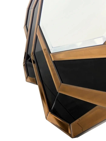 Lustro Silvia tawny 80cm w stylu glamour dekoracyjne w geometrycznej luksusowej ramie