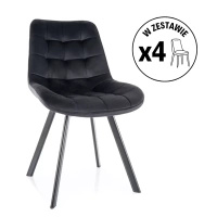 Zestaw 4 krzeseł Monti Velvet czarny