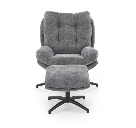 PESTO fotel z podnóżkiem / funkcja kołyski, popielaty