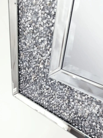 Lustro Prato 80/120cm w stylu glamour z ramą z kryształków o geometrycznym wzorze