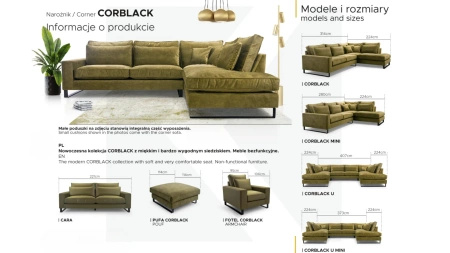 Narożnik CORBLACK U 407x224 cm