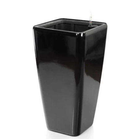 Modena Glossy funkcjonalna donica w kolorze czarnym z wkładem nawadniającym 30x30x56