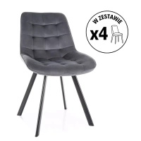 Zestaw 4 krzeseł Monti Velvet szary