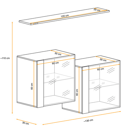 Switch zestaw szafek wiszących III czarny/wotan