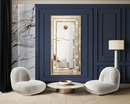 Lustro Sharon 180/90cm glamour złote w formie prostokąta z głową lwa