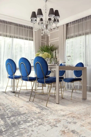 Krzesło niebieskie Rossario 51/88/64cm na złotym misternym stelażu ozdobne welurowe