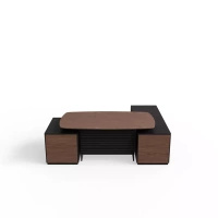 Biurko w kształcie litery L do biura 220x181x74 cm dąb orzech Slim Office