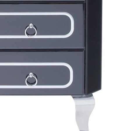 Szafka nocna Marina 46/40/68cm z czarnego szkła na srebrnych nóżkach