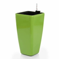 Modena Glossy funkcjonalna donica w kolorze zielonym z wkładem nawadniającym 22x22x41