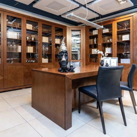 Biurko do gabinetu 200x100x74 cm z intarsją dąb kasztanowy CUBE