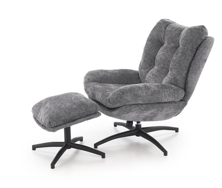 PESTO fotel z podnóżkiem / funkcja kołyski, popielaty