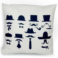 Poduszka dekoracyjna biała z granatowym motywem 45x45