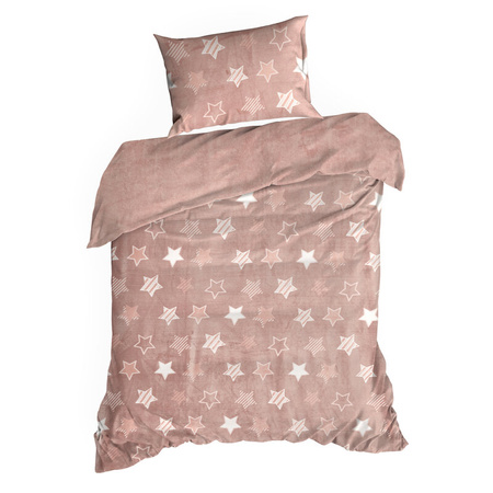 KOMPLET POŚCIELI FLANO 4 220 X 200 CM PUDROWY RÓŻ