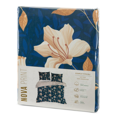 KOMPLET POŚCIELI SATYNOWEJ NIKA 48 140 X 200 CM GRANATOWY