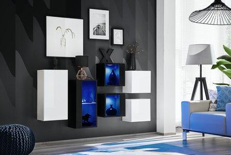 Switch zestaw szafek wiszących IV biały/czarny