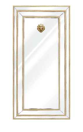 Lustro Sharon 180/90cm glamour złote w formie prostokąta z głową lwa