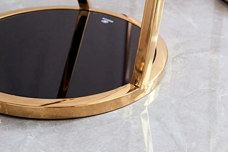 Santes złoty stolik na kwiaty i ozdoby ze szklanym przyciemnianym blatem Medium