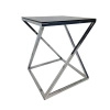 Stolik pomocniczy glamour Marco 48/48/58,5cm boczny stolik nocny czarne szkło srebrny