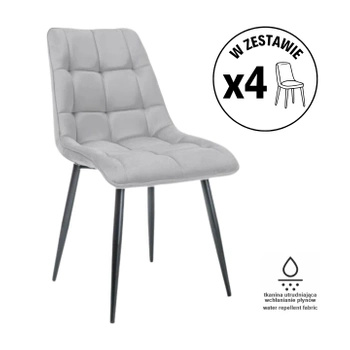 Zestaw 4 krzeseł Chic Matt Velvet szary