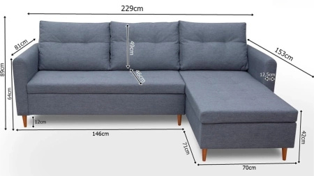 Narożnik AREO 229x153 cm w zestawie z pufą
