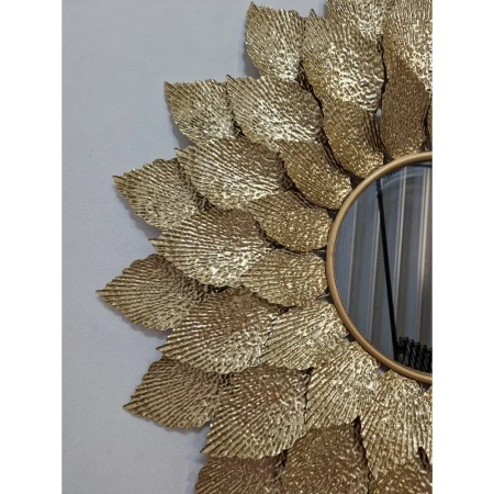 Lustro okrągłe FIORI-Dekoracyjna Metalowa Rama z metaloplastyki w Stylu Glamour