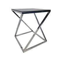 Stolik pomocniczy glamour Marco 48/48/58,5cm boczny stolik nocny czarne szkło srebrny