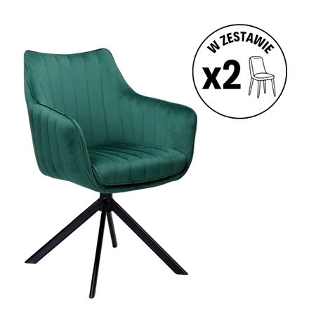 Zestaw 2 krzeseł Azalia Velvet zielony