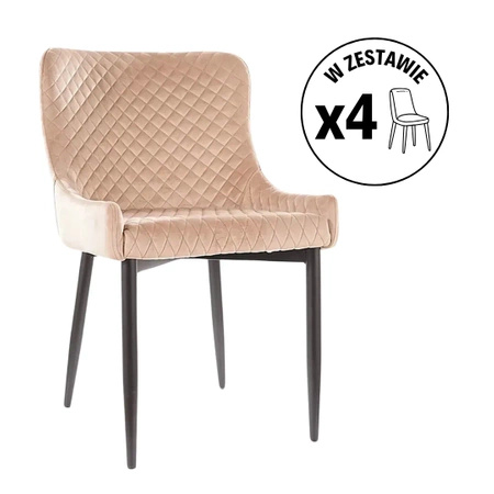 Zestaw 4 krzeseł Colin B Velvet beżowy