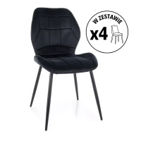 Zestaw 4 krzeseł Jake Velvet czarny