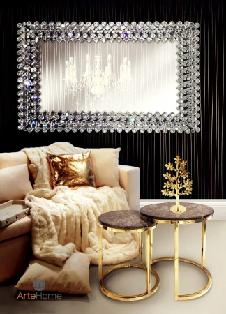 Lustro Voltera 80/120cm prostokątne w ramie z mieniących się kryształków ozdobne