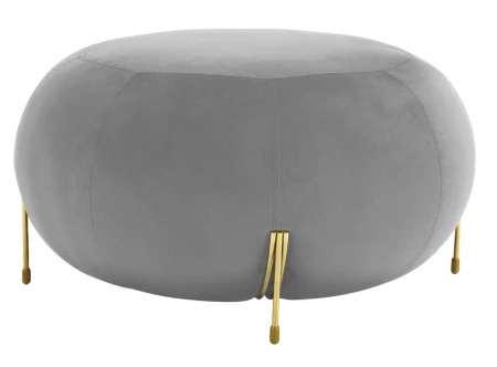 Pufa szara Royan 80/40cm z dystyngowanymi złotymi nóżkami