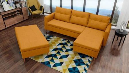 Narożnik AREO 229x153 cm w zestawie z pufą