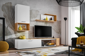 Meblościanka Maze biała z szafką stojącą i półką