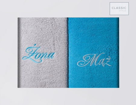 KOMPLET RĘCZNIKÓW MĄŻ ŻONA2 47 X 37 X 7 CM POPIELATY